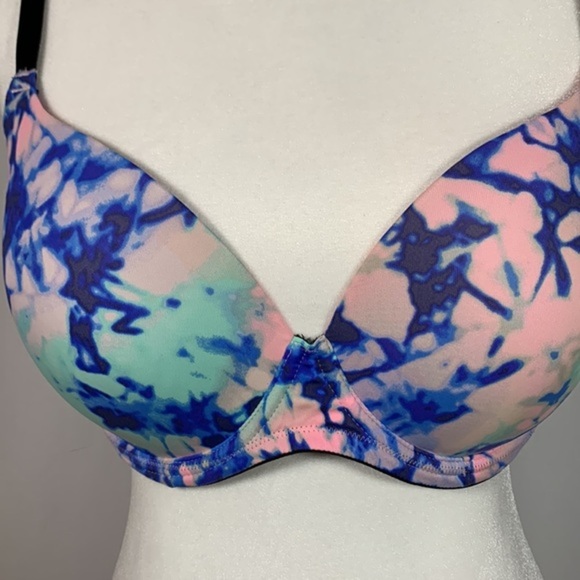 PINK Victoria’s Secret Blue & Pink Tie-Dye Bra 36DD - Picture 2 of 9